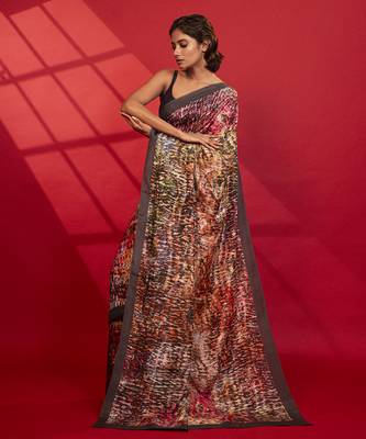   multicolor abstract printed  silk saree 1