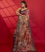   multicolor abstract printed  silk saree