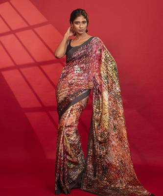   multicolor abstract printed  silk saree 2