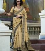 chiku tissue silk saree with unstitched blouse