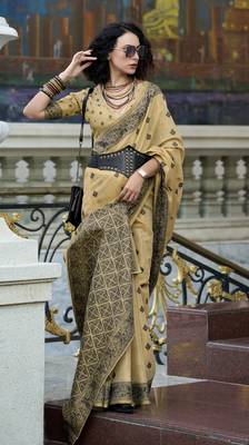 chiku tissue silk blend saree with unstitched blouse 2