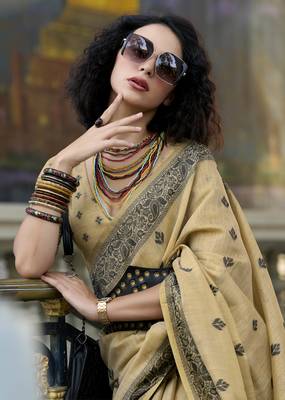 chiku tissue silk blend saree with unstitched blouse 4