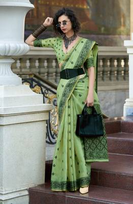 pista tissue silk blend saree with unstitched blouse 1
