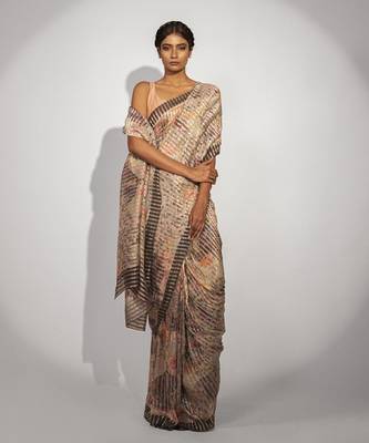   multicolor stripes printed cotton silk saree 1