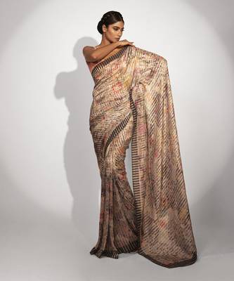   multicolor stripes printed cotton silk saree 2