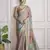 blue khadi silk blend saree with unstitched blouse