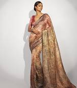 Stripes printed cotton silk   multicolor saree