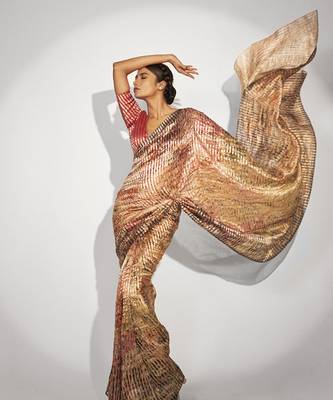 Stripes printed cotton silk   multicolor saree 2