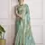 turquoise khadi silk blend saree with unstitched blouse