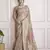 brown khadi silk blend saree with unstitched blouse