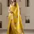 yellow dola silk blend saree with unstitched blouse
