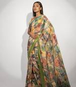  multicolor floral printed silk saree