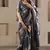 navy blue dola silk blend saree with unstitched blouse