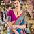 teal banarasi silk blend saree with unstitched blouse