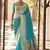 blue soft silk blend saree with unstitched blouse