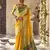 yellow soft silk blend saree with unstitched blouse