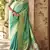 turquoise soft silk blend saree with unstitched blouse