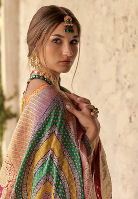 rani silk blend saree with unstitched blouse  2