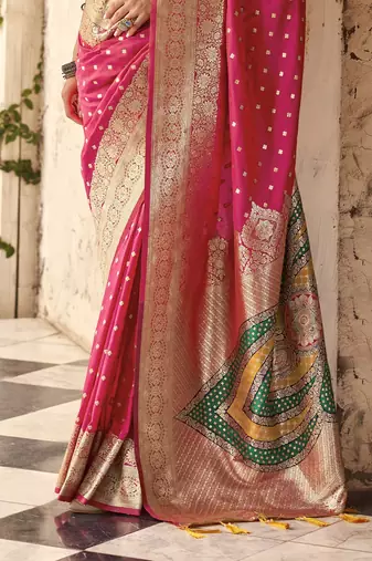 rani silk blend saree with unstitched blouse 