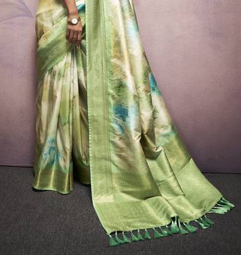 pista handloom silk blend saree with unstitched blouse 3