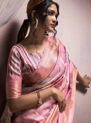 onion handloom silk blend blend saree with unstitched blouse 1
