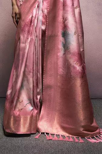 onion handloom silk blend blend saree with unstitched blouse