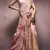 peach handloom silk blend saree with unstitched blouse