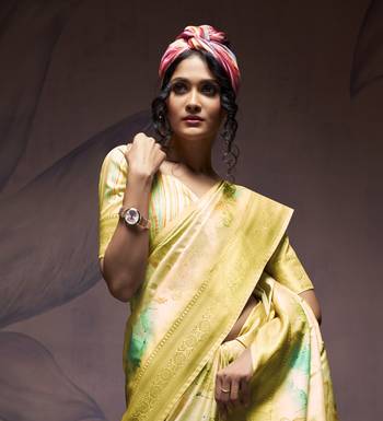 neon handloom silk blend saree with unstitched blouse 4