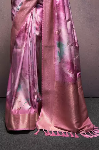 lavender handloom silk blend saree with unstitched blouse