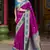 magenta banarasi silk blend saree with unstitched blouse