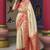 beige banarasi silk blend saree with unstitched blouse