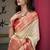 beige banarasi silk blend saree with unstitched blouse