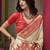 beige banarasi silk blend saree with unstitched blouse