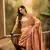 Women's peach organza zari woven saree with unstitched blouse piece