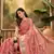 Women's pink organza zari woven saree with unstitched blouse piece