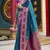 teal banarasi silk blend saree with unstitched blouse