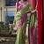parrot green banarasi silk blend saree with unstitched blouse