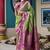 parrot green banarasi silk blend saree with unstitched blouse