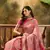 Women's pink organza zari woven saree with unstitched blouse piece