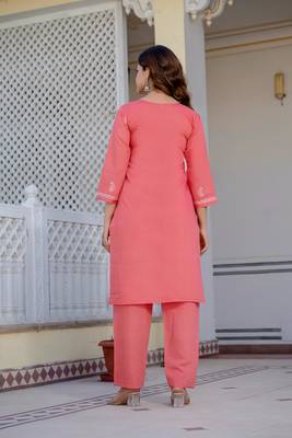Coral embroidered straight kurta with trouser 2