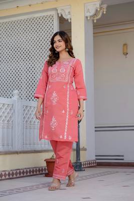 Coral embroidered straight kurta with trouser 3