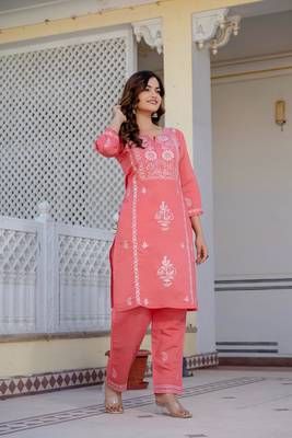 Coral embroidered straight kurta with trouser 4