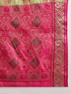 Women's pista organza zari woven saree with unstitched blouse piece 5