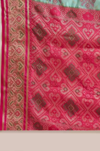 Women's sky organza zari woven saree with unstitched blouse piece