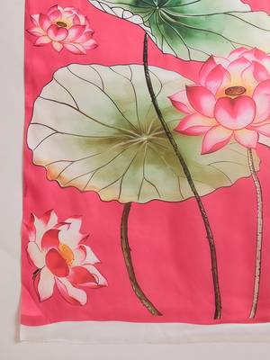 Women's gajari satin georgette printed saree with unstitched blouse piece 5