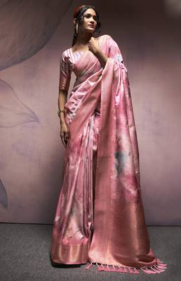 onion handloom silk blend blend saree with unstitched blouse 4