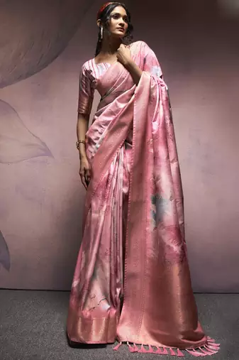 onion handloom silk blend blend saree with unstitched blouse