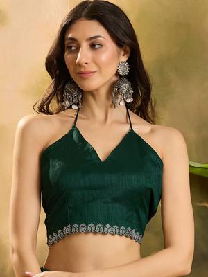 Women's multi georgette bandhani saree with unstitched blouse piece 4