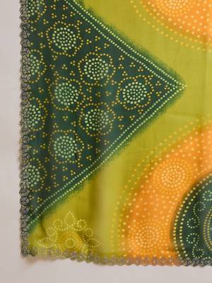 Women's multi georgette bandhani saree with unstitched blouse piece 5