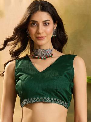 Women's multi georgette bandhani saree with unstitched blouse piece 4